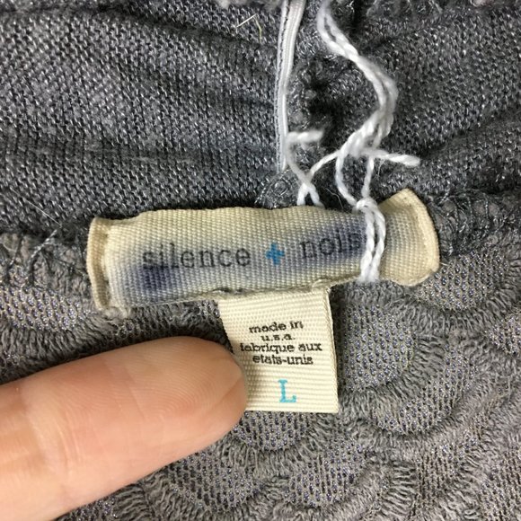 Urban Outfitters Silence Noise Cardigan L Slub Gray Lace Inset Open Front Career - Picture 3 of 14